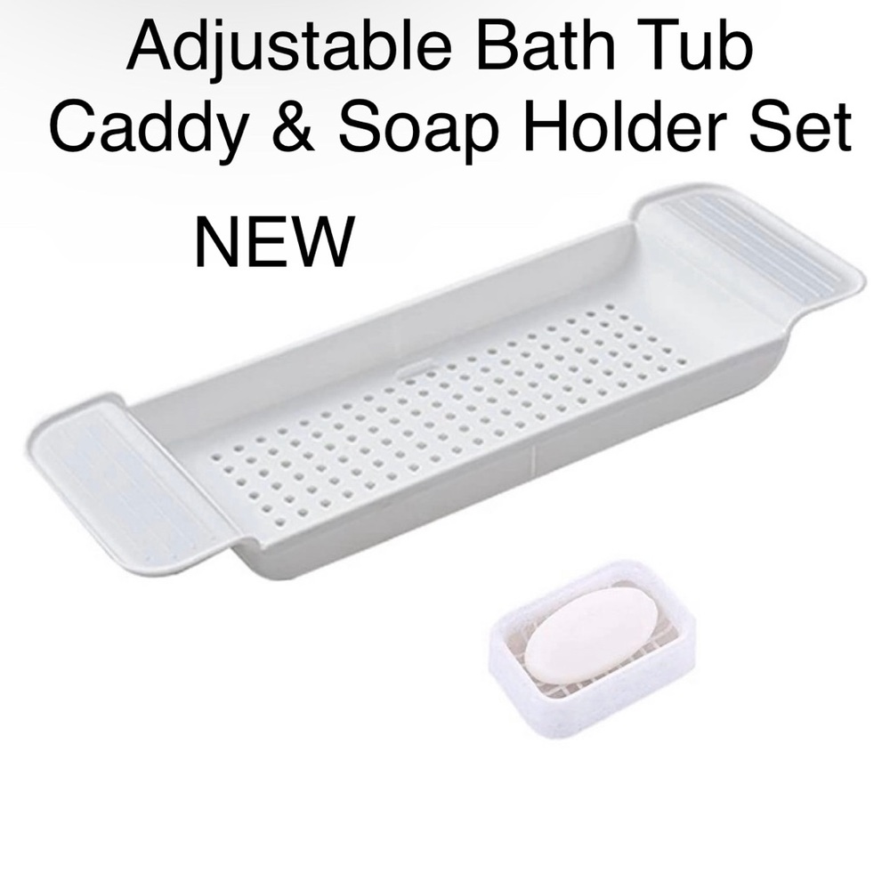 Bath Tub Caddy Shelf Organizer Shower Sink Set Soap Tray Gift Idea